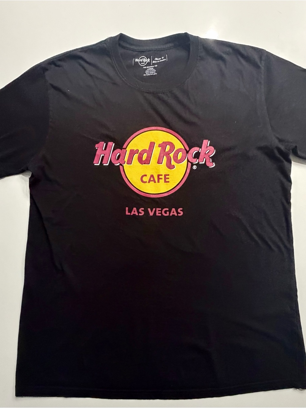 Hard Rock Cafe Black Shirt with Yellow & Pink Logo - Las Vegas